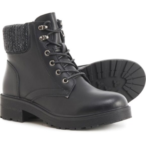 AquaDiva NIB Water Resistant Black BRITT Leather Lace-Up Boots, Size 41 (9.5M) - Picture 1 of 7